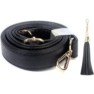 BEAULEGAN Purse Strap Replacement - Full Grain Microfiber Leather - 59 Inch Long Adjustable for Crossbody Shoulder Bag - 0.7 Inch Wide, Black/Gold
