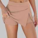 LOMON Mini Skirts for Women with Shorts Underneath Stretchy Bodycon Side Slit Sexy Y2K Going Out Outfits