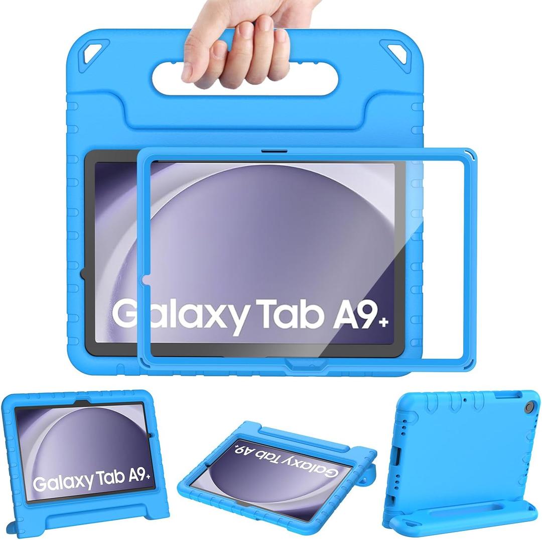 AVAWO Shockproof Kids Case for Samsung Galaxy Tab A9+ Plus 11 inch with Built-in Screen Protector, Blue