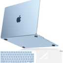 MOSISO Compatible with MacBook Air 13 inch Case 2025 2024 2023 2022 M4 A3240 M3 A3113 M2 A2681, 100% Match Official Color, Slim Hard Case&Keyboard Cover&Screen Film for MacBook Air 13.6, Sky Blue Clear