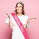 Birthday Girl Sash and Rhinestone Tiara Kit, Silver Letter Hot Pink Birthday Sash Balloons Crystal Silver Tiara Crowns for Girl Birthday Gift Ideas Party Decorations