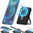 Wireless Portable Charger,3-in-1 Magnetic Power Bank 10000mAh with LED Display,22.5W Fast Charging Mag-Safe Battery Pack,Compatible with iPhone 15/14/13/12, Apple Watch Series, Airpods (Black)