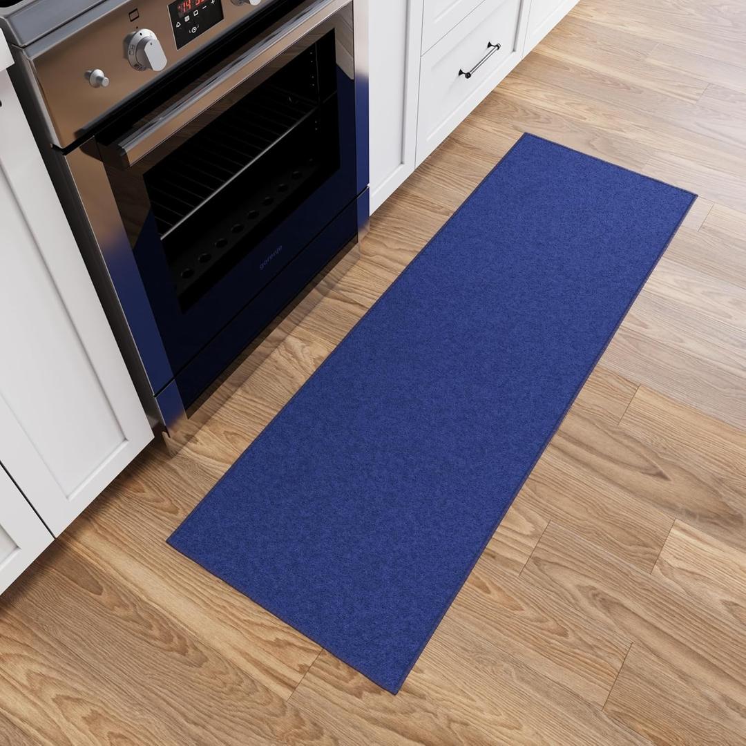 Ottomanson Hallway Runner Rug 2'2" x 6' Non Slip Solid Area Rugs Easy to Clean Laundry Rug Runner Durable & Pet Friendly Floor Carpet Runners for Hallways Entryway Living Room Kitchen, Navy