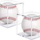 Guirnd 2 Pack Baseball Display Case, UV Protected Acrylic Baseball Holder Display case, Cube Memorabilia Autograph Ball Protector Boxes for Official Size Ball 3.15in
