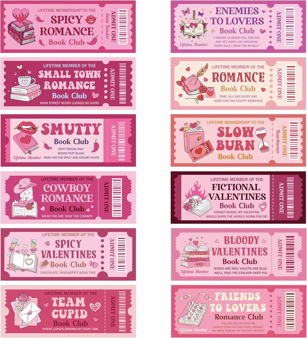 Laffact Valentine's Day Spicy Bookmarks - 240Pcs Cute Ticket Style Reading Tracker, Pink Romance and Red Spicy Page Marker, Readers Accessories Book Club Gifts for Book Lover Bookish Romance Reader