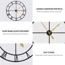 LEIKE 40 Inch Extra Large Modern Wall Clock, Oversize Rustic Round Nearly Silent Battery Operated, Black Metal Roman Numerals Wall Clocks for Living Room, Bedroom, Entrance Home Decor