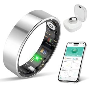 BIEMHA Smart Ring Health Tracker, Sleep/Exercise Monitoring, iOS/Android Compatible, IP68 Water Resistance, No Subscription Required, 5-Day Battery Life, Suitable for Both Women and Men (Silver, 7)