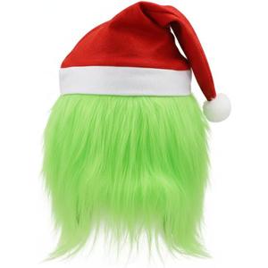 Adults Mask Christmas Santa Elf Costumes Face Masks with Hat Xmas Cosplay Props for Men Women (One Size, Green)