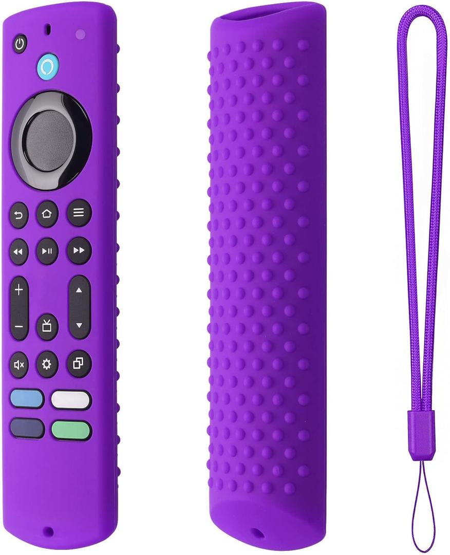 6.2 Inch Silicone Remote case for 2023 Fire TV Stick 4K Max 2nd/Fir TV Omni Series/FireTV 4-Series Remote,Toshiba/Insignia FirTV Remote Cover with Lanyard(Purple)