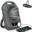 Camping Fan Rechargeable Portable Tent Fans, 10000mAh Battery Powered with LED Lantern, USB-C/Type-C Fast Charging, 5 Speeds Quiet Desk Fan for Outdoor Tent Travel Home Office Bedroom Fishing Beach