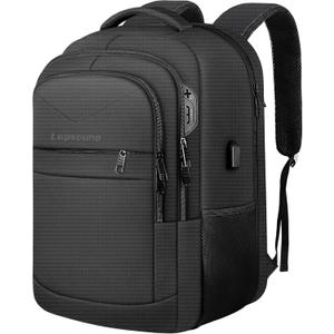 Travel Backpack, Large Carry on Backpack, 17 Inch Laptop Bag, Big Sturdy TSA-Friendly with USB Port College School Rucksack Bag, Gifts for Him Men Women, Black