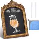 1 Pack Framed Tabletop Chalkboard Sign, Rustic Frame, Hanging Chalkboard, Menu Board for Cafes Restaurant Wedding Countertop with 2 Erasable Pen and 1 Cloth (7 x 10 in,Arch)