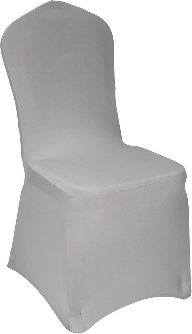 WELMATCH Silver Stretch Spandex Chair Covers - 12 PCS Banquet Events Party Universal Dining Decoration Scuba Elastic Chair Covers Premium (Silver, 12)