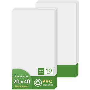Fasarxiu 24"x48" Smooth Drop Ceiling Tiles Waterproof High-Grade PVC Ceiling Tiles 2x4 Fire-Rated - Easy Drop-in Installation - Case of 10 (80 sq. ft.)