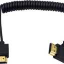 Duttek 4K Coiled HDMI Cable 1FT-4FT, Right Angled HDMI Male to Male Extender Cable for 3D and 4K Ultra HD TV Stick