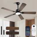 56inch Ceiling Fans with Lights and Remote/App Control, DC Reversible Motor, Noiseless, Dimmable, Low Profile Modern Ceiling Fan for Bedroom Indoor/Outdoor Use Brown