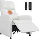 GarveeHome Power Recliner Chair with Massage and Heat, Adjustable Electric Recliner Ergonomic Overstuffed PU Leather Single Sofa, 2 Side Pockets and USB Port, Home Theater Seating for Living Room