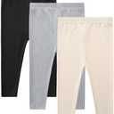 CIZENOFURS 3 Pack Baby Girl Pants Set Solid Ribbed Toddler Girls Leggings for Infant Stretchy Fall Clothes, 9-12M
