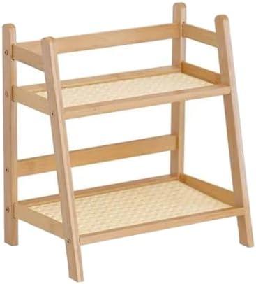 Heoclao Bamboo Double Layer Rack, Double Countertop Hutch Bookshelf, Stand Utility Storage Shelf, Shelf Flower Pot, Seasoning Storage Rack