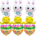 Easter Decorations, Easter Balloons, Large Bunny Balloon And Chick Easter Egg Balloons, Easter Foil Balloons For Easter Party Supplies, Bunny Birthday Baby Shower Decorations