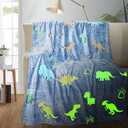 Dinosaur Blanket for Boys, Glow in The Dark Blanket for Kids, Kids Blanket for Boys, Toddler Blanket for Boys, Dinosaur Gifts for Boys/Kids, Soft Fleece Blanket Throw, Birthday Gifts 50"x60"