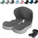 Orthopedic Cushion,Ergonomic Memory Foam L-Shaped Integrated Seat Cushions with Adjustable Strap,Ultra Breathable Non-Slip Design for Office Chair,Car,Wheelchair (Gray)