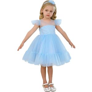 Nileafes Girls Polka Dot Dress Wedding Party Princess Dresses Size110 (3-4 Years, 747 Blue-N)