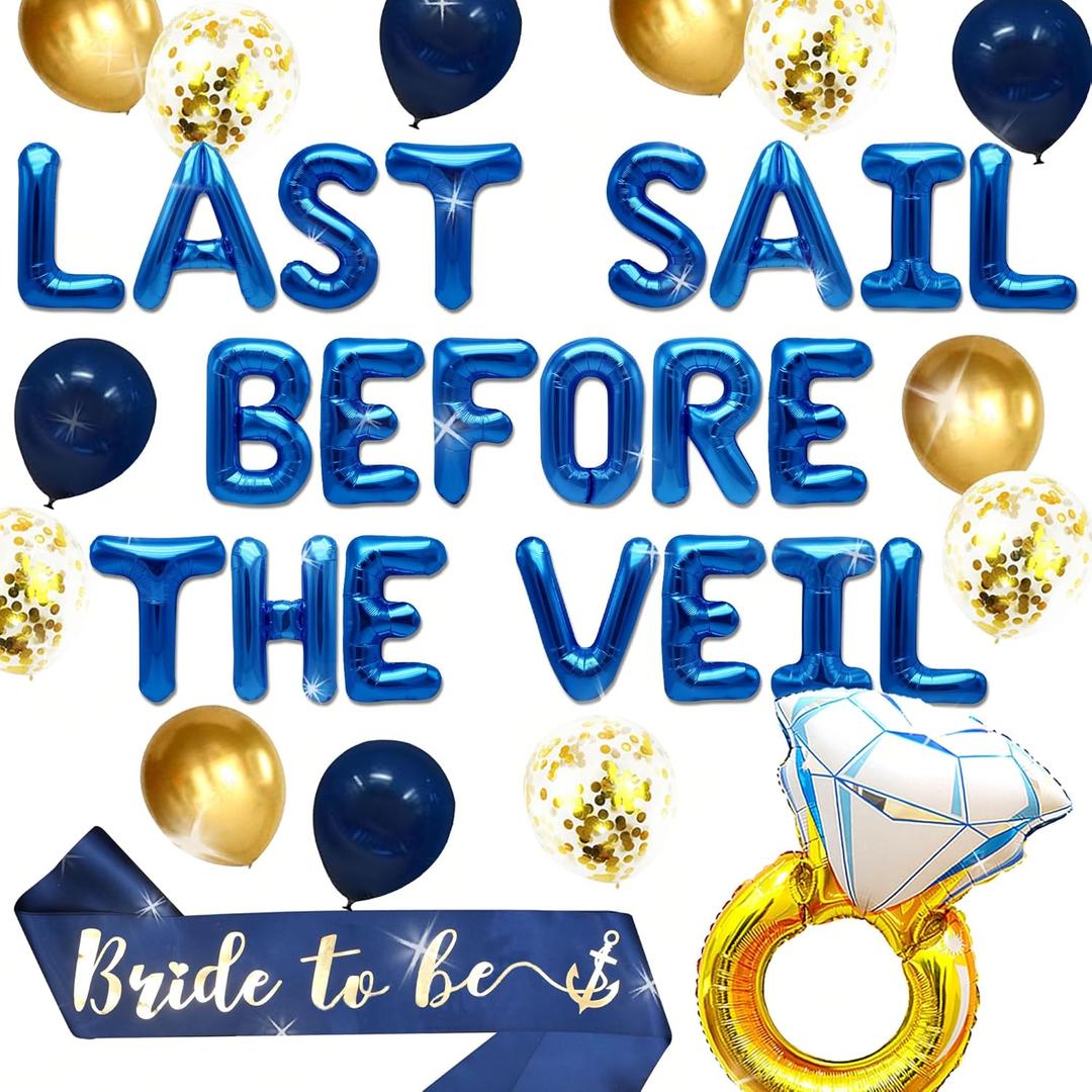 Last Sail Before The Veil Bachelorette Banner Nautical Bachelorette Party Decorations Bachelorette Party Favors Nautical Bridal Shower Decorations Bachelorette Balloons Cruise Bachelorette Party Veil