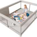 Hiaksedt 65 x 50 Inch Baby Playpen with Mat, PlayPen for Babies and Toddlers, Sturdy Safety Play Yard for Indoor & Outdoor with Zipper Gates