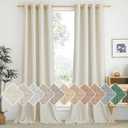 NICETOWN Natural Linen Curtains 84 inch Long 2 Panels Set, Grommet Top Thick Linen Burlap Semi Sheer Vertical Drapes Privacy Assured with Light Filtering for Bedroom/Living Room, W55 x L84