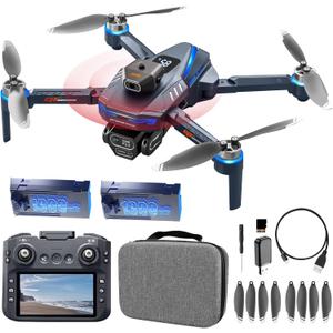 Mini Drone with HD Camera, Upgraded Tablet LCD Screen, Professional Dron with Brushless Motors, 2 Batteries, Carrying Case, Foldable Quadcopter for Auto Return, Follow Me, Waypoints, for Beginners, Teens and Adults