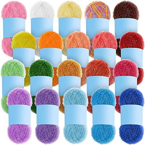 Amylove 20 Skeins Scrubby Yarn for Dishcloths Assorted Colors for Crocheting Polyester Scrubby Assortment Pastel Yarn for Knitting Dishwashing Dishcloths Craft Project (Candy Color)