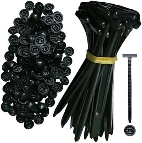 Nylon Universal Cable Tie Buckle Heavy Duty Self-Locking Zip Ties Holder with Pin & Button for Car Daily Repair (Black-50pcs), Pack of 3