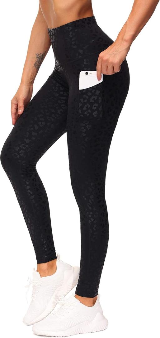 THE GYM PEOPLE Thick High Waist Yoga Pants with Pockets, Tummy Control Workout Running Yoga Leggings for Women (Gray) Small 