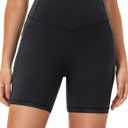 YUNOGA HugMotion Womens High Waisted Biker Shorts with Pockets 6 Inches - No Front Seam Workout Gym Yoga Short