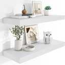 Heimlove 12" Deep Floating Shelves, 36 x 12 Inch Wall Mounted Long Floating Shelf with Invisible Brackets, for Home Decor, Bedroom, Kitchen, Living Room, Bathroom - 2 Pack, White