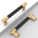 10 Pack 4''(102mm Hole to Hole) Black and Gold Cabinet Pulls, Knurled Brushed Gold & Matte Black Cabinet Handles for Kitchen Drawers, Bathroom Vanity, Dresser - Heavy Duty Zinc Alloy Hardware