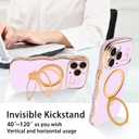 Case for iPhone 11 Pro Max with Magnetic Stand, Luxury Plating Curly Wavy Frame and Cute Heart Pattern, Lens Edge Raised Protection, Slim Shockproof Soft Case for iPhone 11 Pro Max-Light Purple