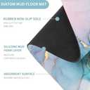 Gibelle Bath Mat Rug Super Absorbent Quick Dry Thin Bathroom Rugs Fit Under Door Non Slip Rubber Backed Bathroom Floor Mat for in Front of Bathtub Sink Shower (17"x24", Blue Pink) (D006)