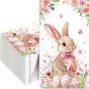 Easter Paper Napkins 100Pcs Pink Bunny Floral Napkins Spring Easter Egg Rabbit Flower Cocktail Napkins for Home Family Dinner Guest Hand Towels Bathroom Kitchen Spring Holiday Party Supplies (Pink)