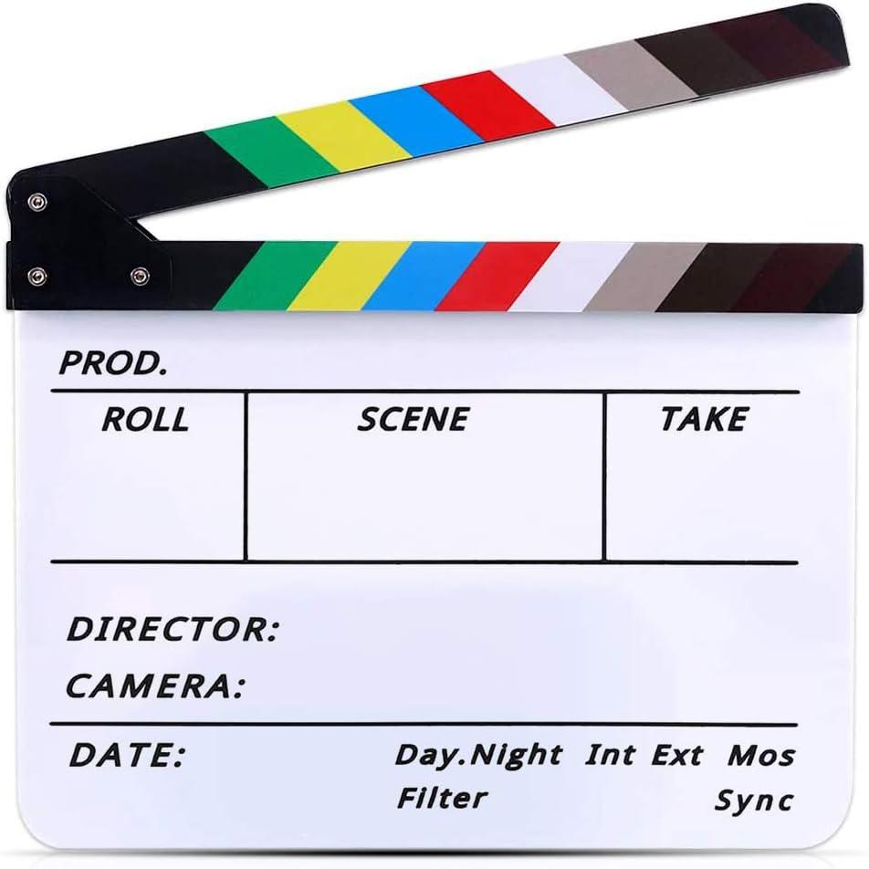 3 x Movie Film Video Clapboard irector's Cut Action Scene Clapper Board,Movie Theme Party Decorations - Black/Colorful, 11.8x10.6 inches (Acrylic Material)