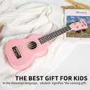 AODSK Concert Pink Ukulele for Beginner 23 Inch Uke with Gig Bag Strap Nylon String 4 Picks Holiday Gift