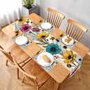 5-Piece Elegant Floral Table Runner & Placemat Set  Includes 1 Runner & 4 Placemats  Vibrant Multicolor Botanical Pattern for Dining Room, Kitchen & Special Occasions