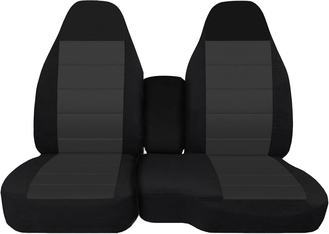 ESMING 60/40 Front Split Bench Seat Covers Fit for Chevy Colorado GMC Canyon 2004 2005 2006 2007 2008 2009 2010 2011 2012 with Console Armrest Truck Seat Cover-Black