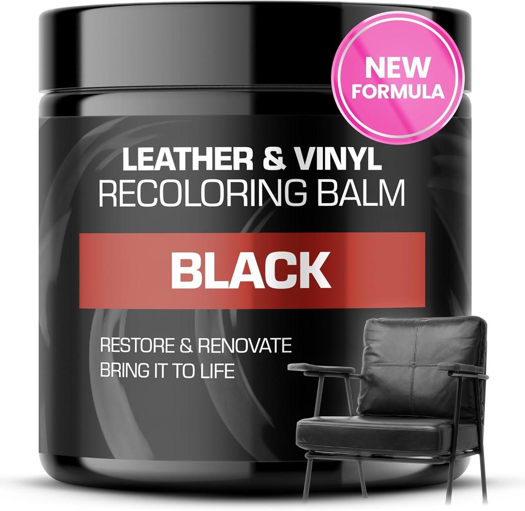 FORTIVO Leather Recoloring Balm, Color Restorer, Scratch Remover, Couch Paint and Repair, Leather Balm for Couches (Black), 8.5 Fl. Oz.