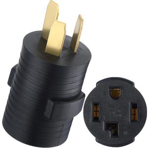 50Amp to 30Amp Dryer Adapter Compatible with NEMA 10-50P to 14-30R 3 Prong 4 Prong Compact 120V/240V 30 Amp Welder Dryer Cord Adapter for RV Camper Generator(Black)