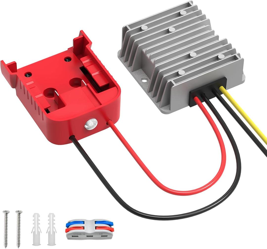 Kzreect DC 18V to 12V Step-Down Converter Compatible with Milwaukee 18V Battery, Over-Discharge Protection, DC 12V 20A 240W Buck Converter Voltage Regulator with Switch for Golf Cart RC Car Truck DIY