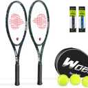 Adult 2 Player Tennis Racket Perfect for Beginner and Professional Players, 27 Speed Tennis Racquet Include Overgrips, Tennis Bag, Vibration Dampes, Covers (2 Pack-3 Ball)