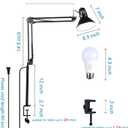 Swing Arm Desk Lamp for Home Office 360Adjustable,Tall Metal Clamp on lamp with Bulb,Eye-Caring Clip on Desk Light for Computer Work Study Reading and Drafting