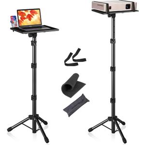 Tall Projector Stand Tripod from 23.5" to 63.5", Adjustable Laptop Tripod Stand with Gooseneck Phone Holder, Heavy Duty Computer Floor Stable for Outdoor, Office Home, Stage, Studio 1 Pack